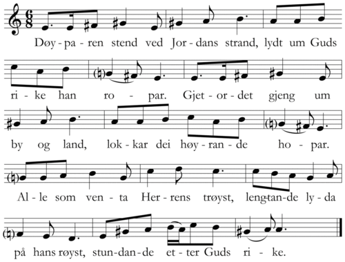 Døyparen stend ved Jordans strand